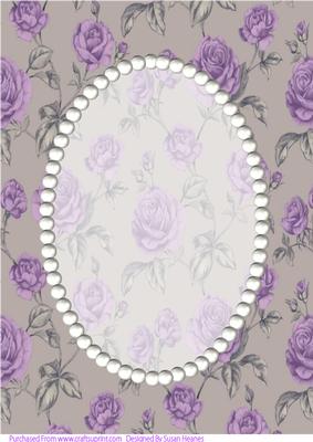 Purple Roses and Pearls Card Front