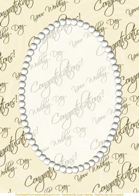 Wedding Text and Pearls Card Front