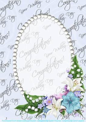 Wedding Text, Pearls and Lillies Card Front