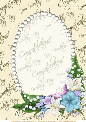 Wedding Text, Pearls and Lillies Card Front 2