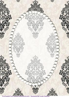 Cream and Black Vintage and Pearls Card Front