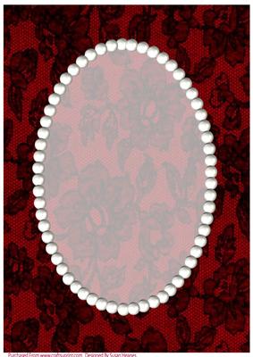 Red and Black Lace and Pearls Card Front