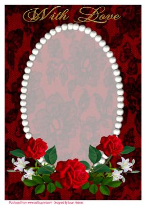 Red and Black Lace with Pearls and Red Roses Card Front 6