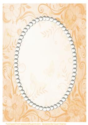 Peach Floral, Butterfly and Pearls Card Front