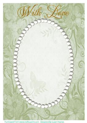 Green Swirls, Flowers and Pearls Card Front 3