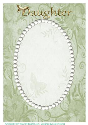 Green Swirls, Flowers and Pearls Card Front 4