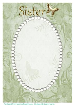 Green Swirls, Flowers and Pearls Card Front 5