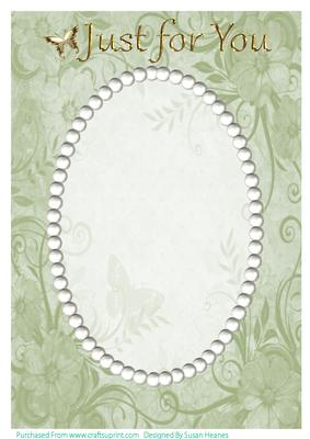 Green Swirls, Flowers and Pearls Card Front 8