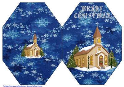 Christmas Church Octogan Card