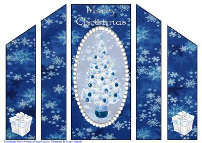 Beautiful White and Blue Christmas Tree Theatre Card