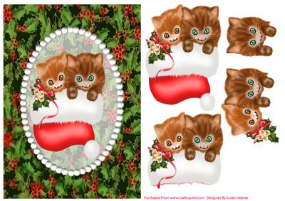 Christmas Kittens in Santa Hat