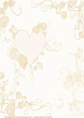 Cream Love Hearts and Roses Paper