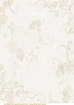 Cream Love Hearts and Roses Paper