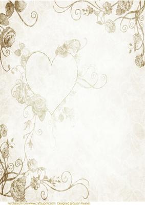 Cream-sepia Love Hearts and Roses Paper