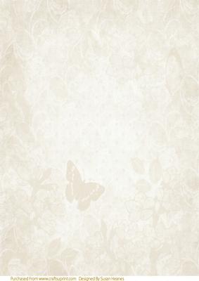 Cream Floral, Butterfly Paper