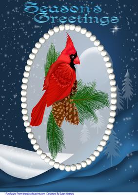 A4 Cheery Cardinal on a Winters Night
