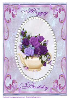 A4 a Teapot of Beautiful Roses for You