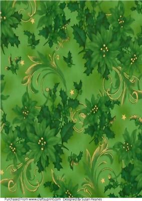Green Swirls and Poinsettia Paper