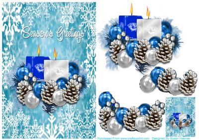 Blue and Silver Candle Arrangement