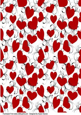 Love Hearts and Swirls Paper