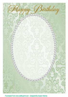 A4 Light Green Fancy, Pearl Card Front