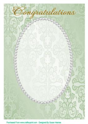 A4 Light Green Fancy, Pearl Card Front