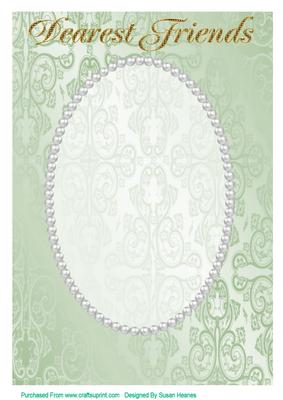 A4 Light Green Fancy, Pearl Card Front 3