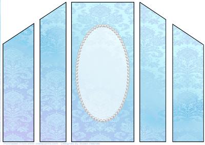 Blue Gradient Damask and Pearl Theatre Card Base