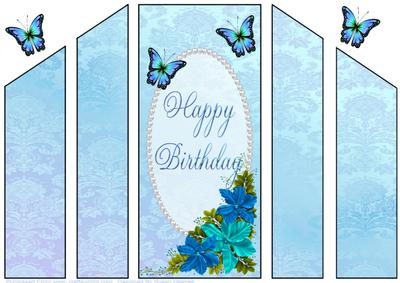 Blue Fantasy Floral Theatre Card