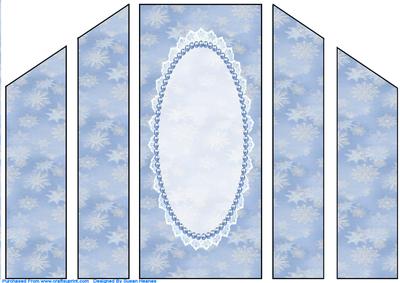 Blue and White Snowflake, Lace, Pearl Theatre Card Base