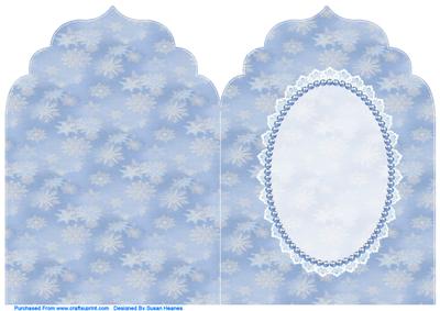 Blue and White Snowflake, Lace,pearl Elegant Top Card Base