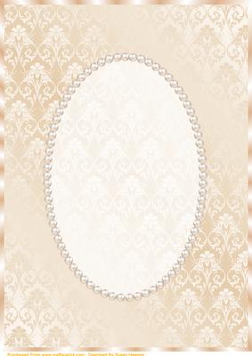 Cream Damask and Pearl Card Front