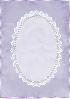 Plum Antique, Lace and Pearl Card Front