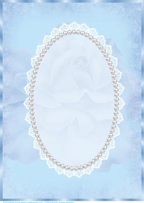Blue Antique Rose, Lace and Pearl Card Front