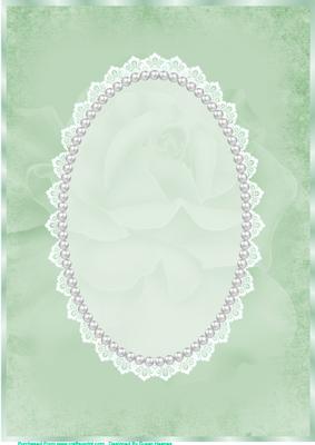 Green Antique Rose, Lace and Pearl Card Front