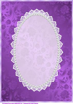 Jazzy Purple Floral, White Lace and Pearl Card Front