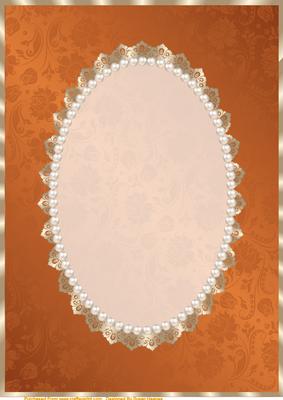 Rich Copper Floral, Gold Lace and Pearl Card Front
