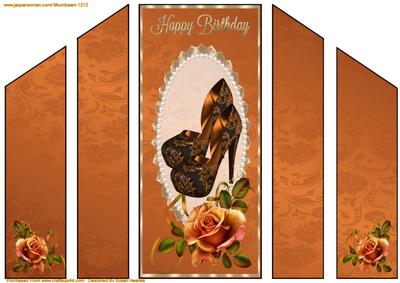 Black and Copper Lace Diva Shoes Theatre Card