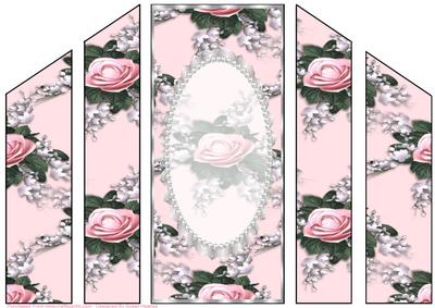 Pink Rose Spray, Lace, Pearl Theatre Card Base