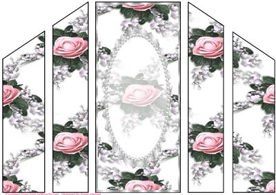 Pink Rose Spray, Lace, Pearl Theatre Card Base 2
