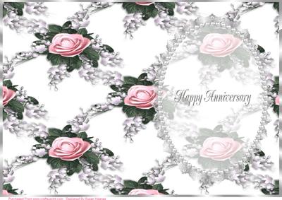 Pink Rose Spray, Silver Lace, and Pearl Insert 4