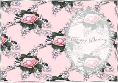 Pretty Pink Rose Spray, Lace and Pearl Insert 2