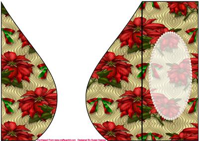Beautiful Poinsettias, Ribbon and Pearls Teardrop Card Base