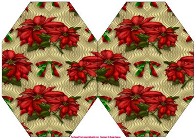 Beautiful Poinsettias and Ribbon Octagon Card Base