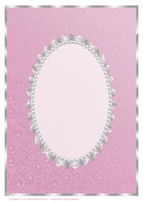 Pink Snowflake, Swirls, Silver Lace and Pearl Card Front