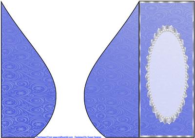 Blue Snowflake, Swirls, Lace and Pearl Teardrop Card Base