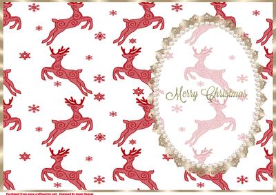 Christmas Riegndeer, Gold Lace and Pearl Insert 2