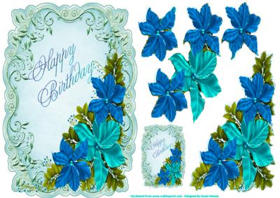 Blue and Aqua Floral Fantasy
