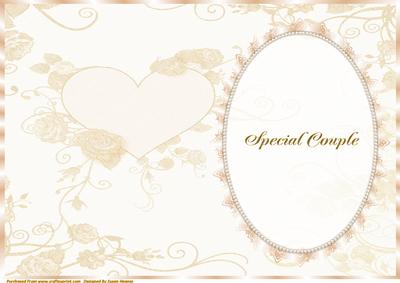 Cream Heart and Roses Insert, with Lace and Pearls Wedding