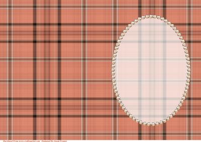 Shades of Brown and Coral Plaid Insert, with Pearls